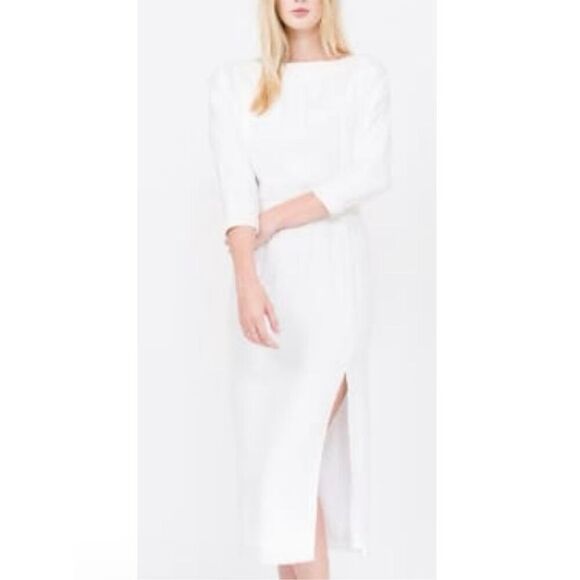 Quinn NWT 100% silk white dolman sleeve sheath dress size 6 - Picture 1 of 13